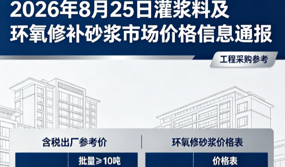 岚皋2026年8月25日灌浆料及环氧修补砂浆市场价格信息通报